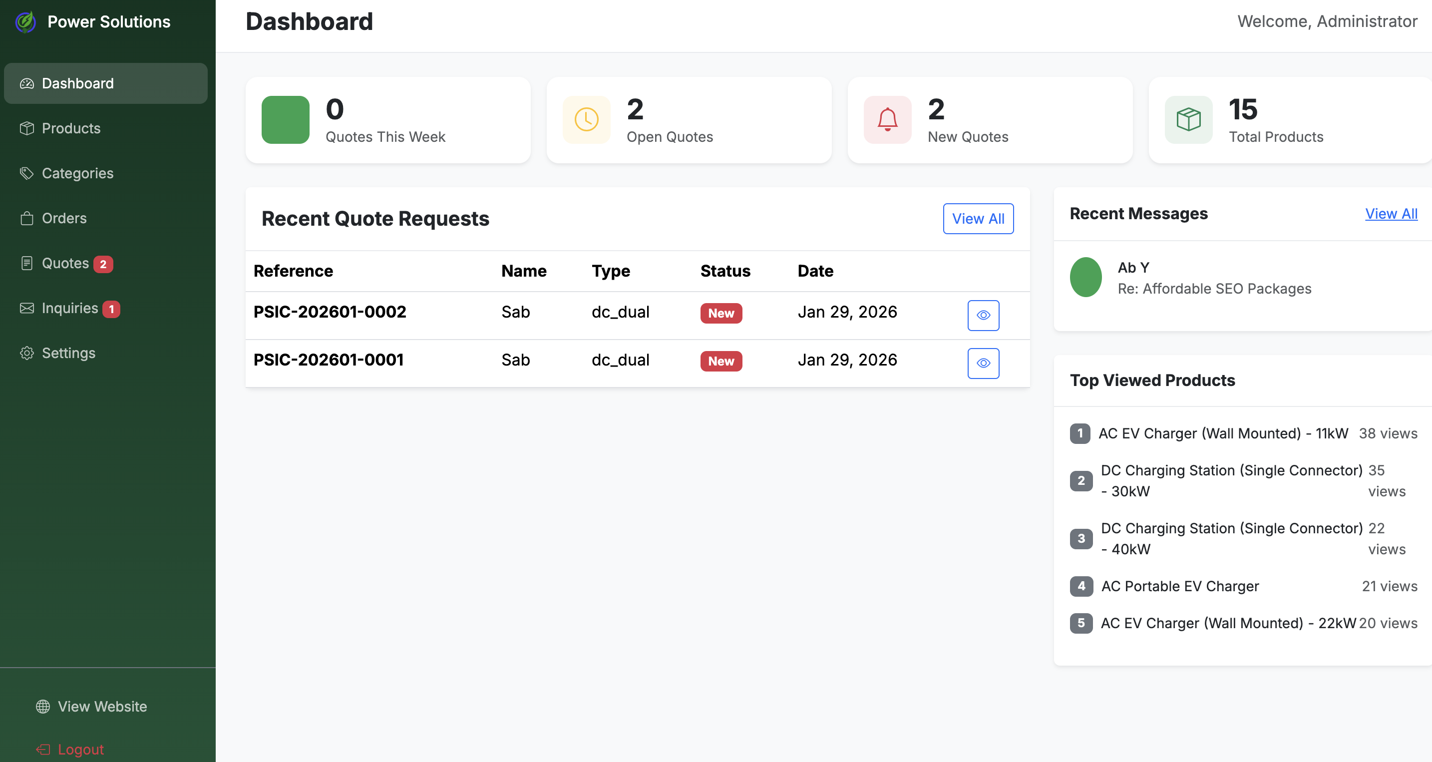 Power Solutions PH Dashboard - Admin Management System