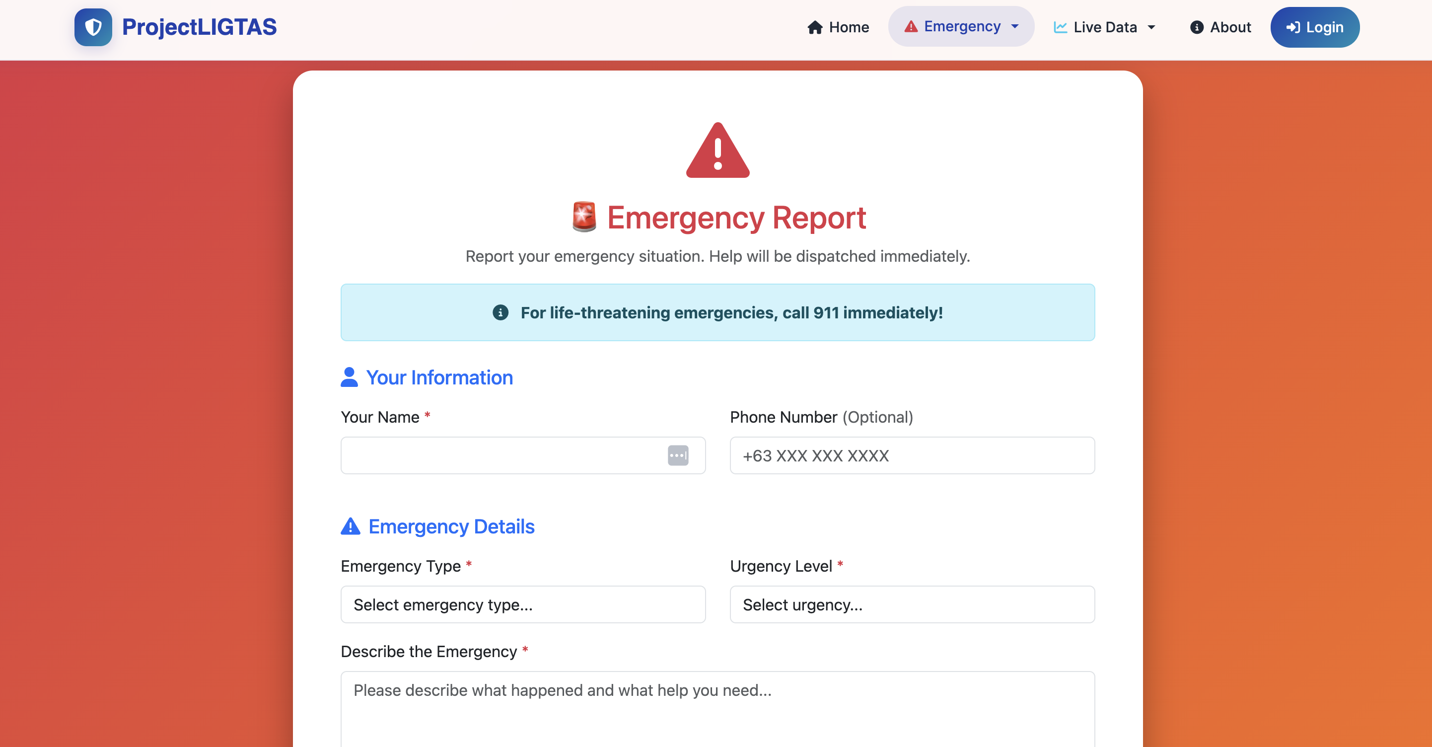 ProjectLIGTAS Emergency Report System