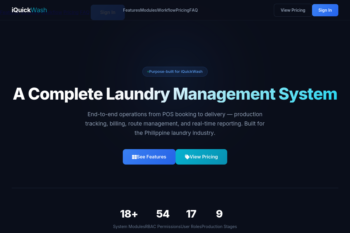 iQuickWash LMS — Laundry Management System